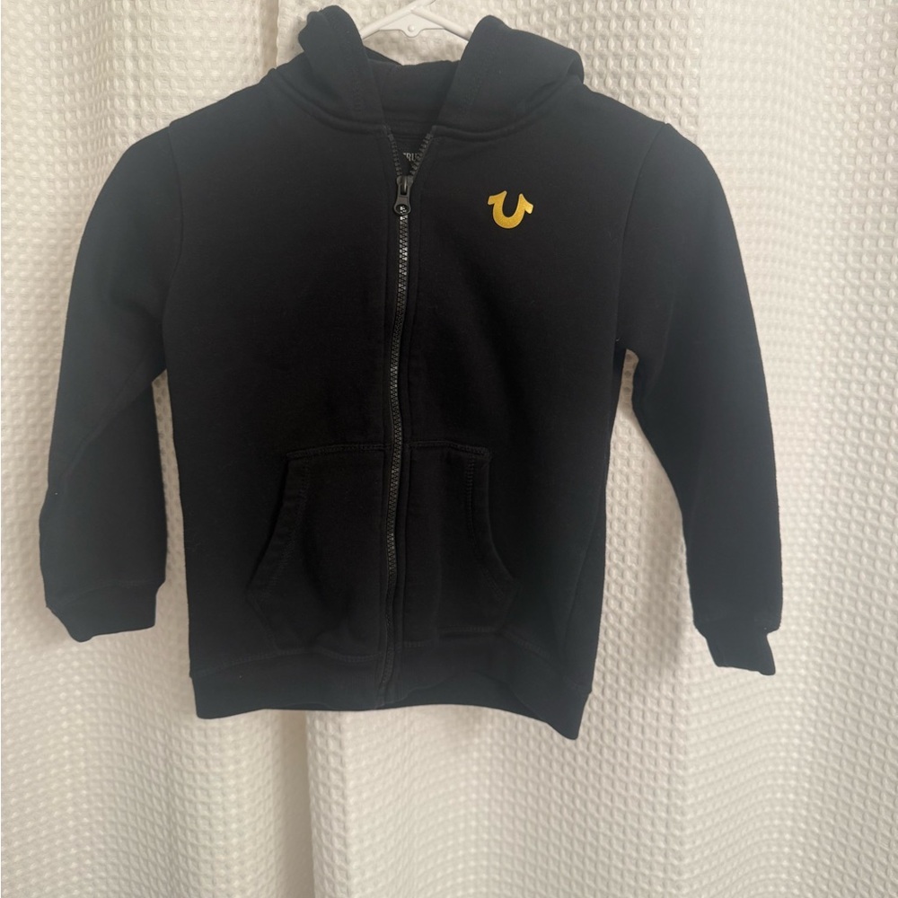 True Religion Black and Yellow Zip-Up Hoodie